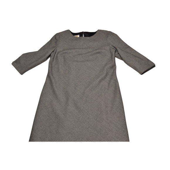 Vintage Wool Houndstooth Shift Dress 3/4 Sleeve Minimalist Classic Luxury Clean - Picture 5 of 7